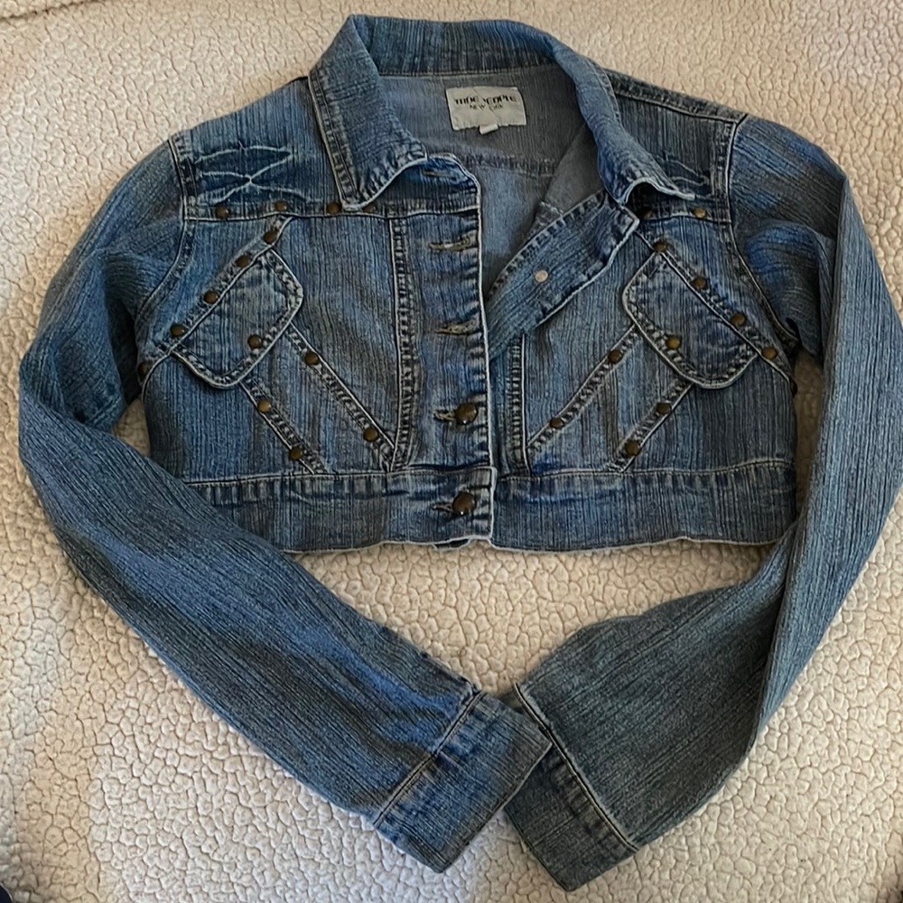 Crop Studded Denim Jean Jacket